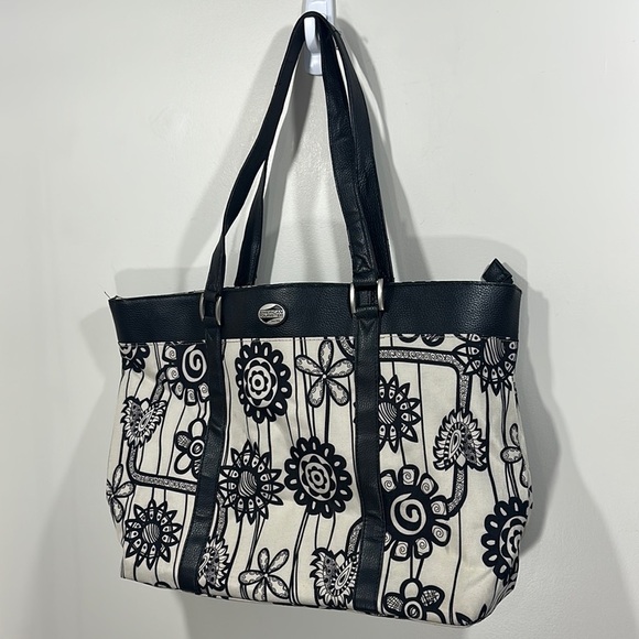 American Tourister Black and White Floral Tote Bag - Picture 1 of 8